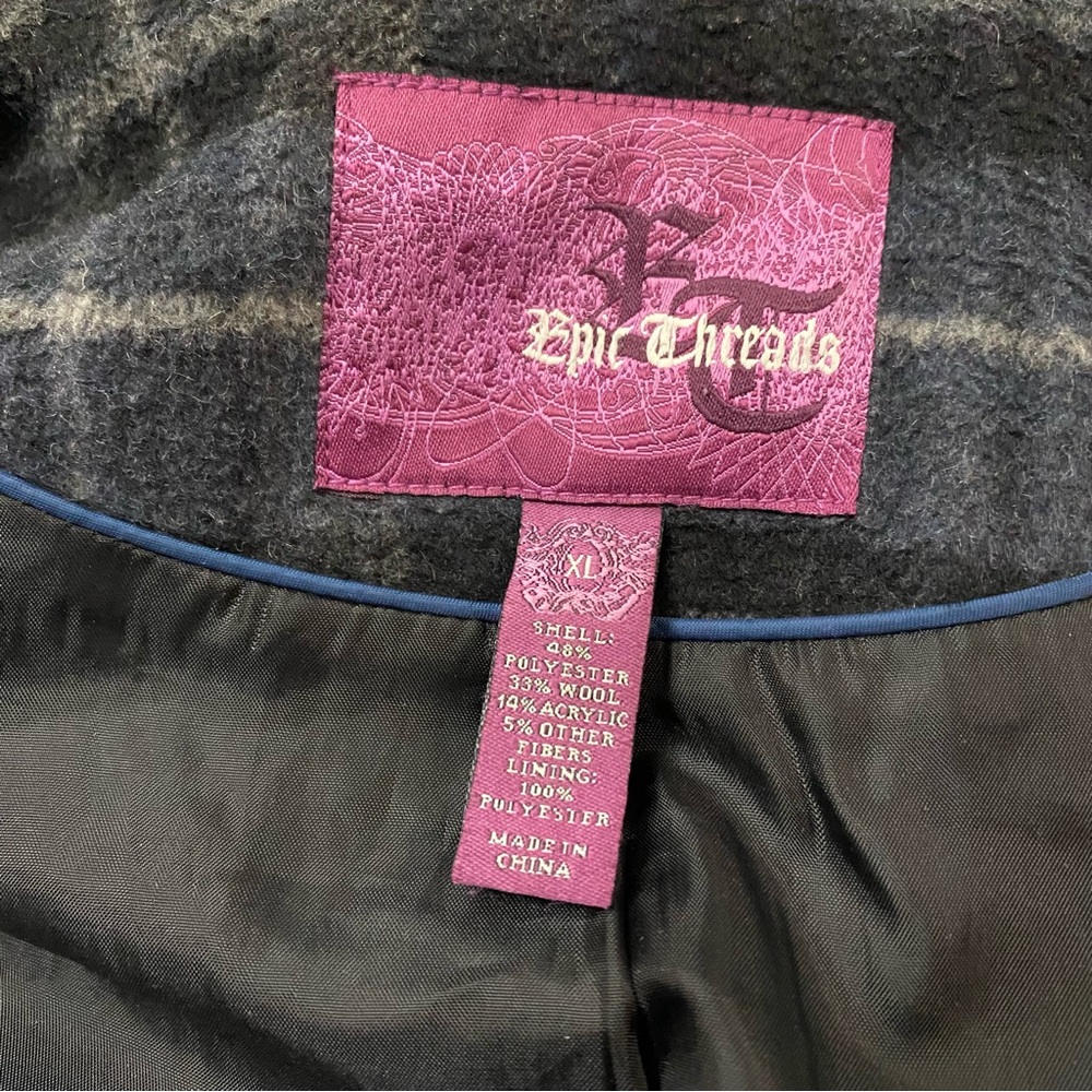 Epic Threads 2010 girls XL wool blend plaid button up winter jacket coat - Picture 7 of 9